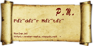 Pádár Máté névjegykártya