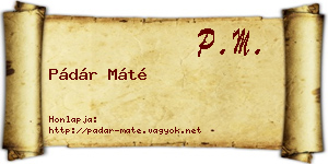 Pádár Máté névjegykártya